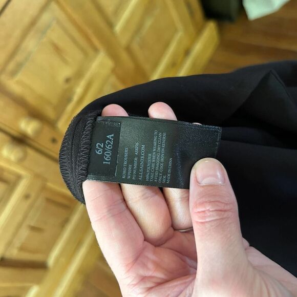 AllSaints US 2 / UK 6 Black Koro Trousers Slim Leg Elastic Waist - Picture 10 of 10